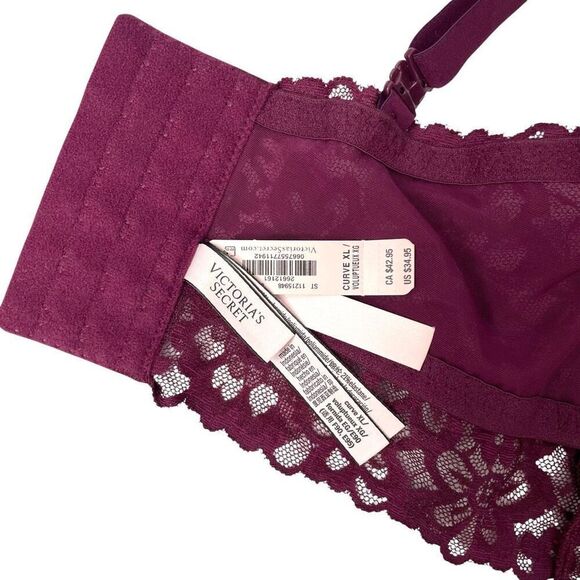 NEW VICTORIA'S SECRET Posey Lace Curvy Bralette Bra Size XL beet red - Picture 6 of 10
